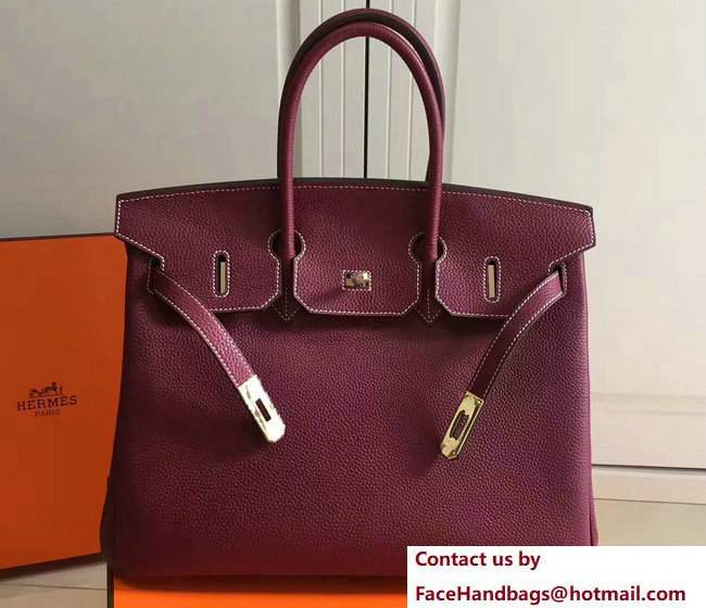 Hermes Clemence Leather Birkin 25/30/35cm Bag Purple with Gold Hardware - Click Image to Close