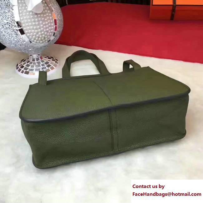Hermes Halzan Tote Bag in Original Togo Leather Army Green - Click Image to Close