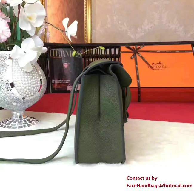 Hermes Halzan Tote Bag in Original Togo Leather Army Green