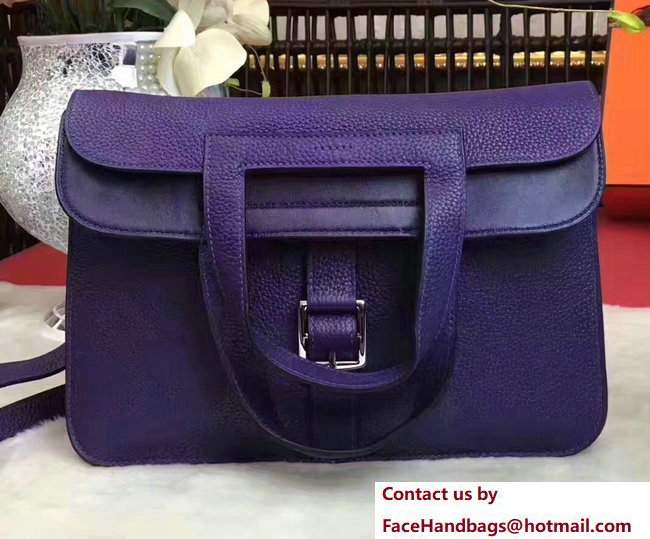 Hermes Halzan Tote Bag in Original Togo Leather Dark Purple - Click Image to Close