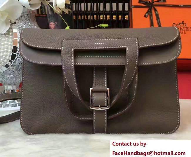 Hermes Halzan Tote Bag in Original Togo Leather Etoupe - Click Image to Close