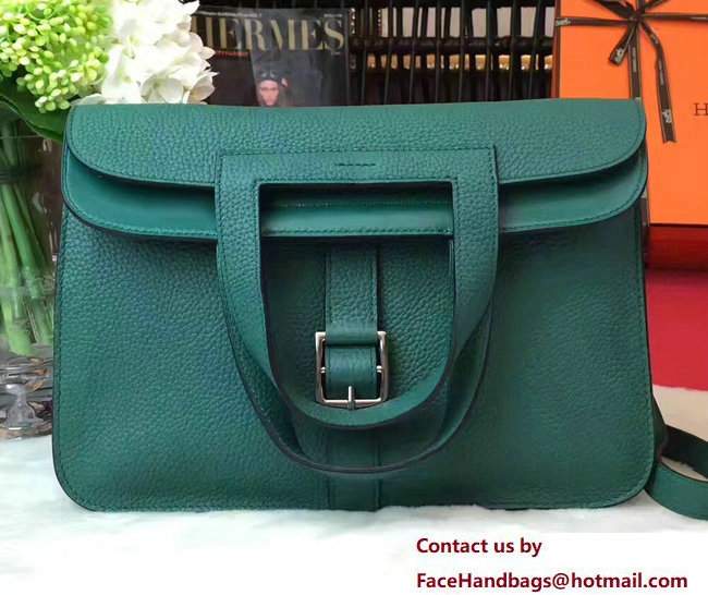 Hermes Halzan Tote Bag in Original Togo Leather Green - Click Image to Close