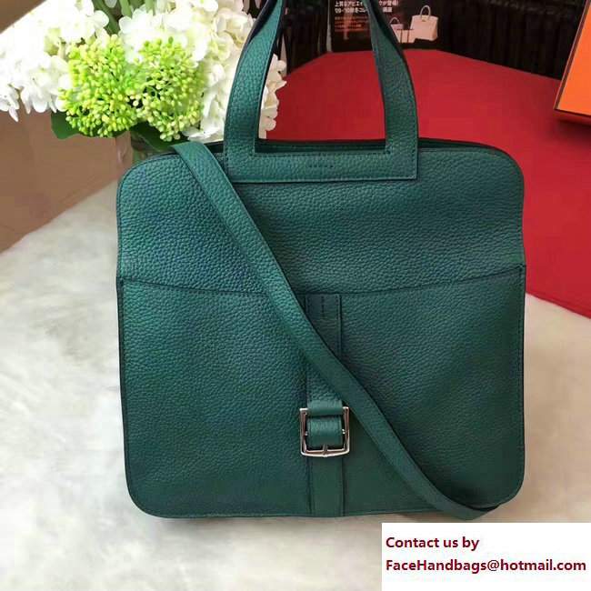 Hermes Halzan Tote Bag in Original Togo Leather Green - Click Image to Close