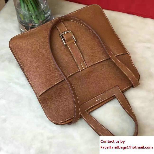 Hermes Halzan Tote Bag in Original Togo Leather Khaki - Click Image to Close