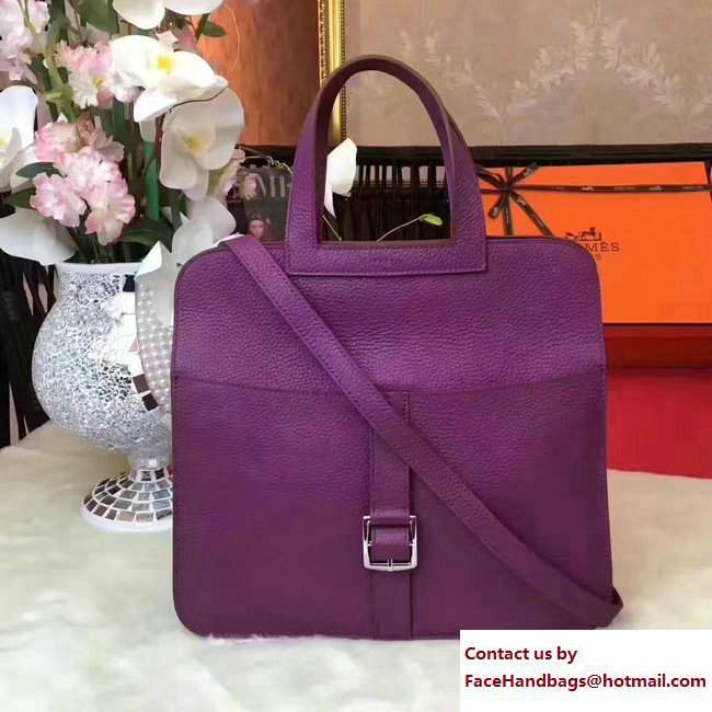 Hermes Halzan Tote Bag in Original Togo Leather Purple - Click Image to Close