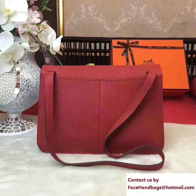 Hermes Halzan Tote Bag in Original Togo Leather Red - Click Image to Close