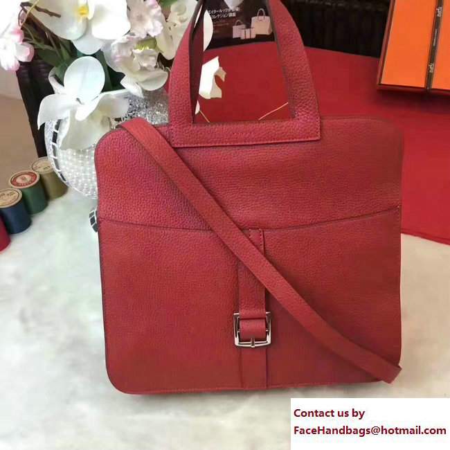 Hermes Halzan Tote Bag in Original Togo Leather Red - Click Image to Close