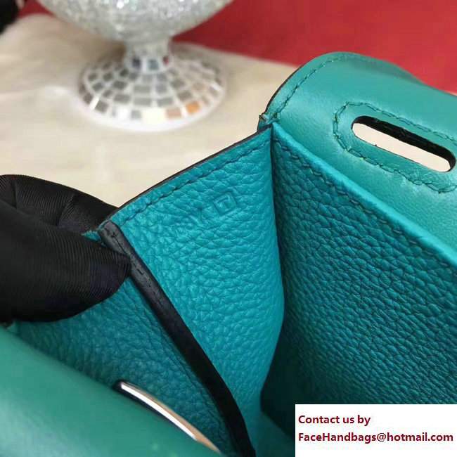 Hermes Halzan Tote Bag in Original Togo Leather Turquoise