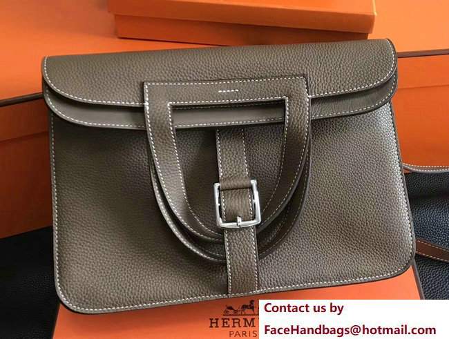 Hermes Leather Halzan Tote Bag Etoupe