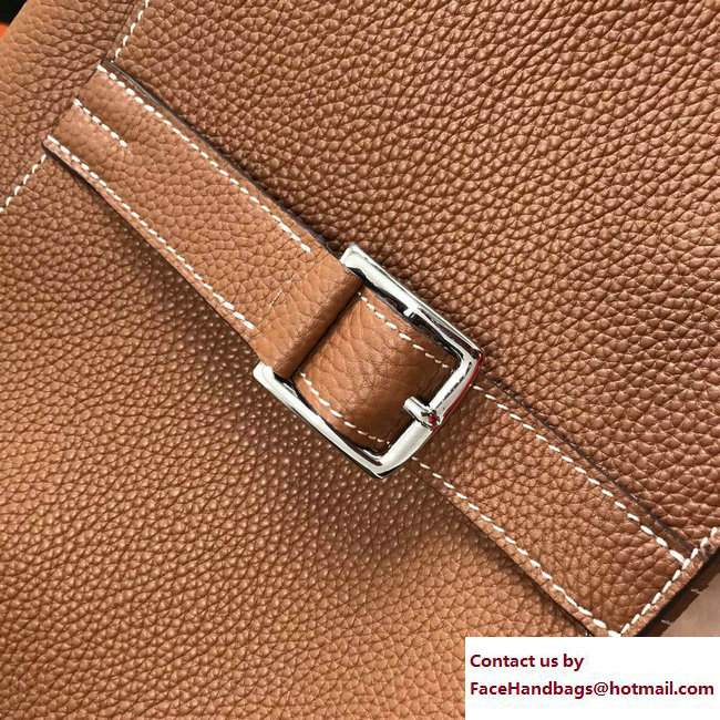 Hermes Leather Halzan Tote Bag Khaki