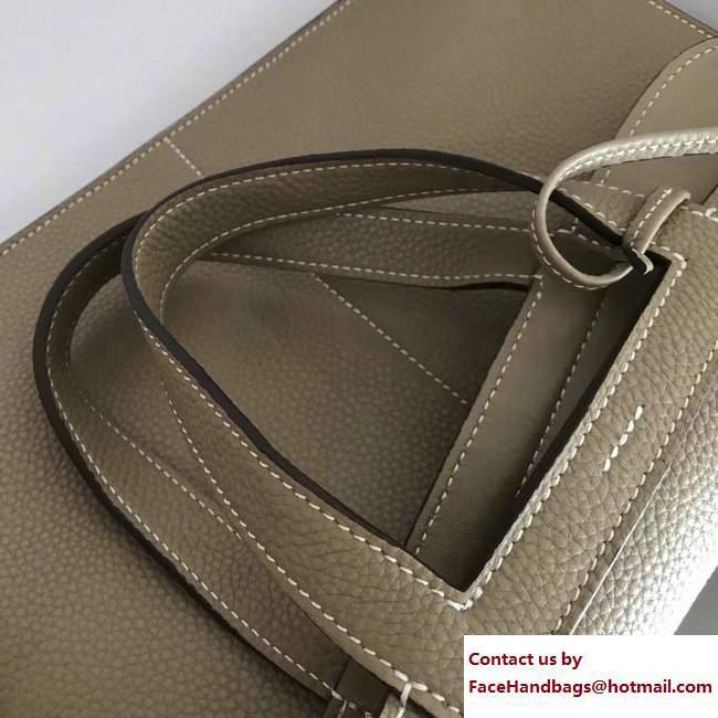 Hermes Leather Halzan Tote Bag Light Gray