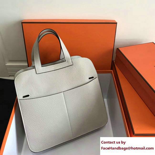 Hermes Leather Halzan Tote Bag Off White