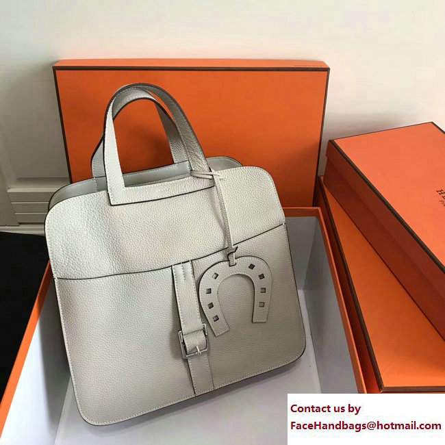 Hermes Leather Halzan Tote Bag Off White