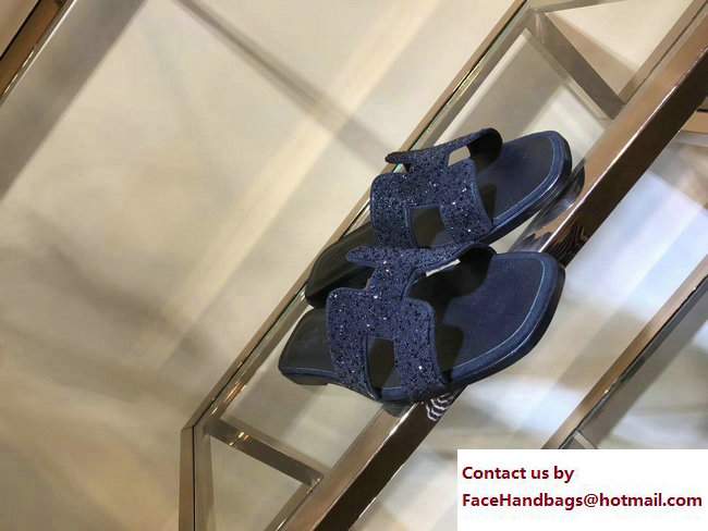 Hermes Metallic Nappa Leather Cristal Oran Slipper Sandals 02