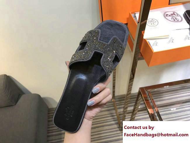 Hermes Metallic Nappa Leather Cristal Oran Slipper Sandals 05