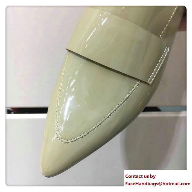 Hermes Patent Leather Poeme Loafers Beige 2017