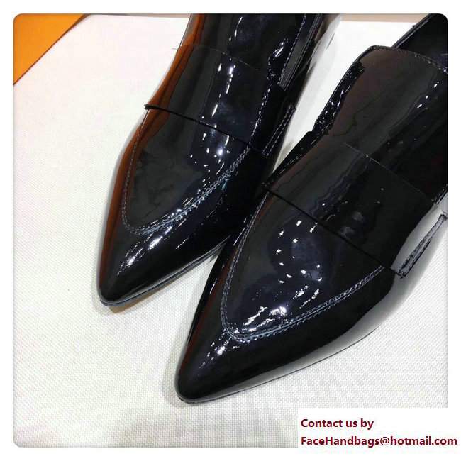 Hermes Patent Leather Poeme Loafers Black 2017