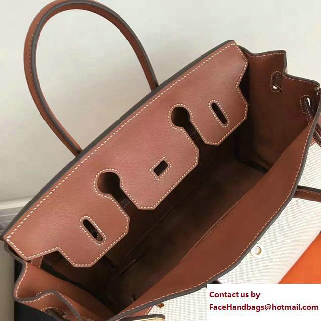 Hermes Swift Leather/Canvas Birkin 35cm Bag