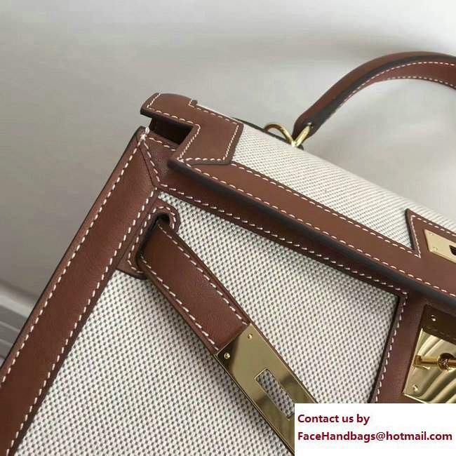 Hermes Swift Leather/Canvas Kelly 32cm Bag