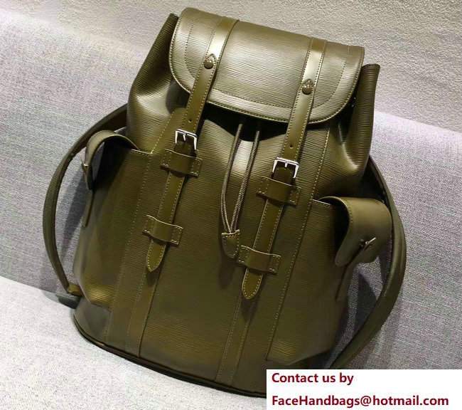 Louis Vuitton Epi Leather Supreme Christopher PM Backpack Olive Green 2017