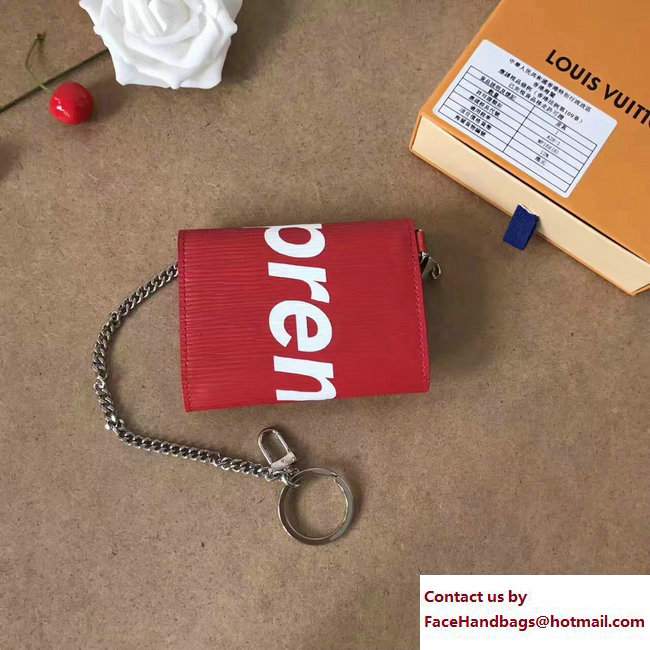 Louis Vuitton Epi Leather Supreme Key Chain Wallet Red 2017
