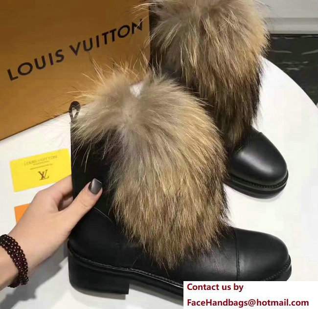 Louis Vuitton Heel 3.5cm Platform 1.5cm Fur Boots Black 2017