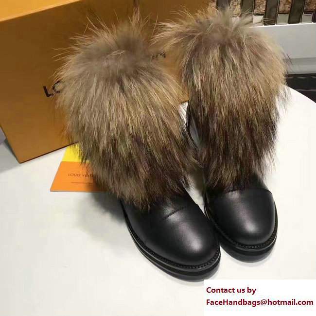 Louis Vuitton Heel 3.5cm Platform 1.5cm Fur Boots Black 2017
