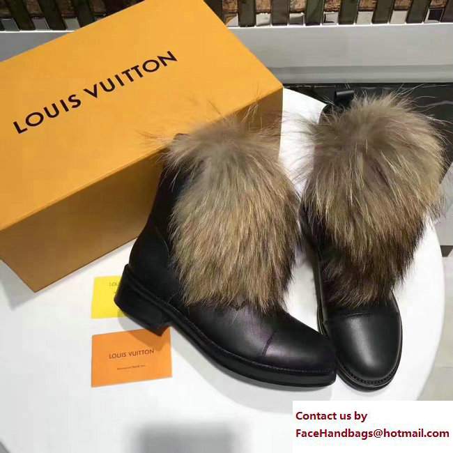 Louis Vuitton Heel 3.5cm Platform 1.5cm Fur Boots Black 2017 - Click Image to Close