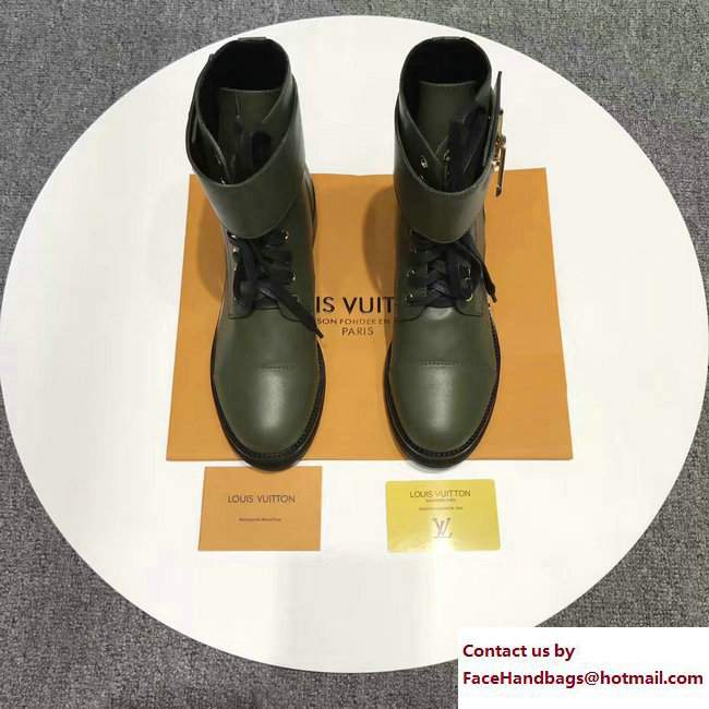 Louis Vuitton Heel 3.5cm Platform 1.5cm Wonderland Ranger Ankle Boots 1A1IY6 Olive Green 2017 - Click Image to Close