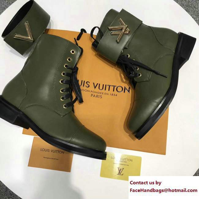 Louis Vuitton Heel 3.5cm Platform 1.5cm Wonderland Ranger Ankle Boots 1A1IY6 Olive Green 2017 - Click Image to Close