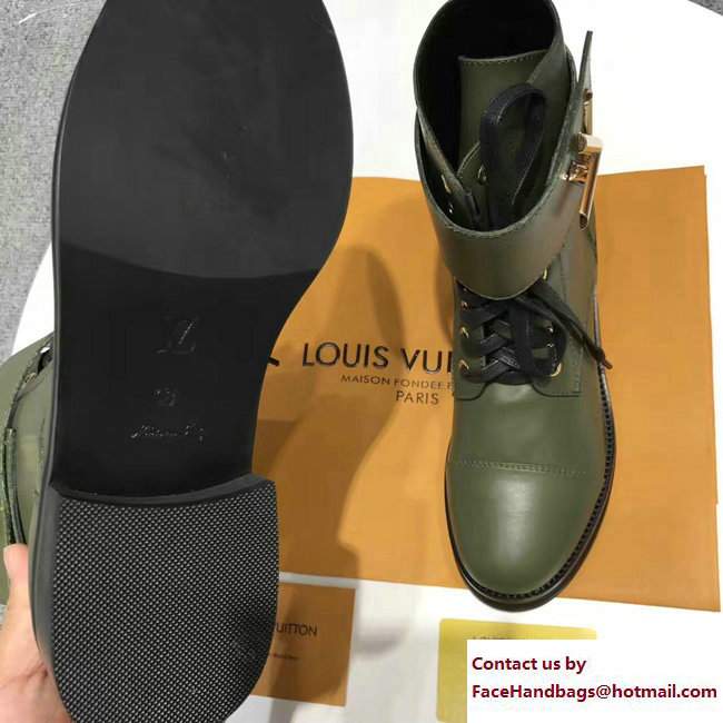 Louis Vuitton Heel 3.5cm Platform 1.5cm Wonderland Ranger Ankle Boots 1A1IY6 Olive Green 2017