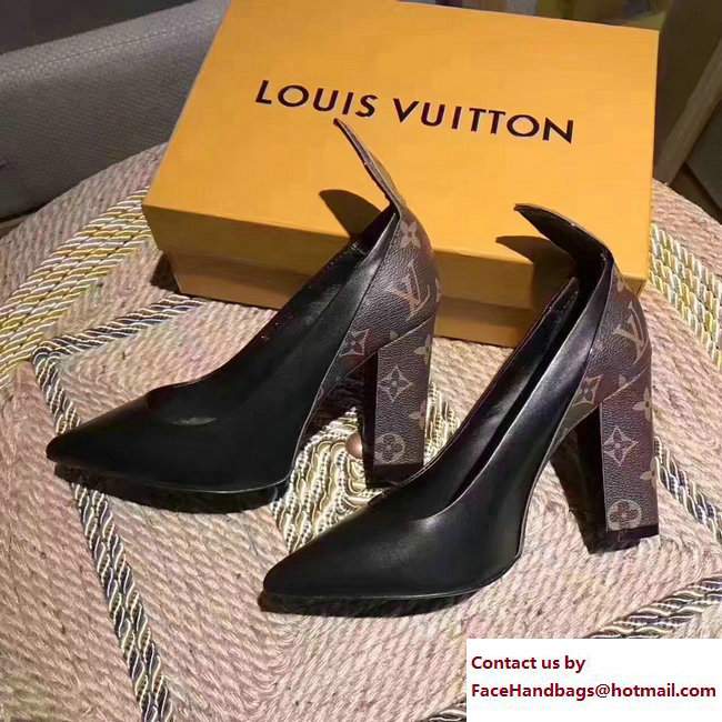 Louis Vuitton Heel 9.5cm Gamble Diva Pumps Black 2017