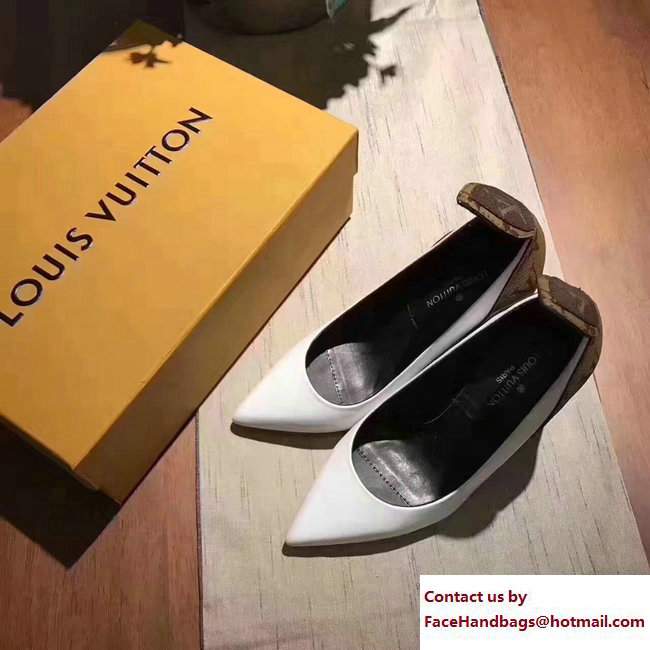 Louis Vuitton Heel 9.5cm Gamble Diva Pumps White 2017 - Click Image to Close