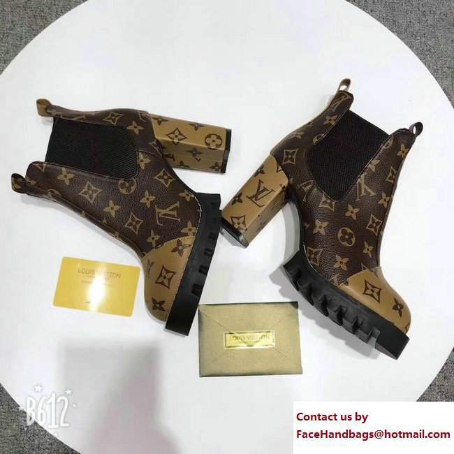 Louis Vuitton Heel 9.5cm Platform 3cm Star Trail Ankle Boots 1A2ZNK Brown/Yellow 2017 - Click Image to Close