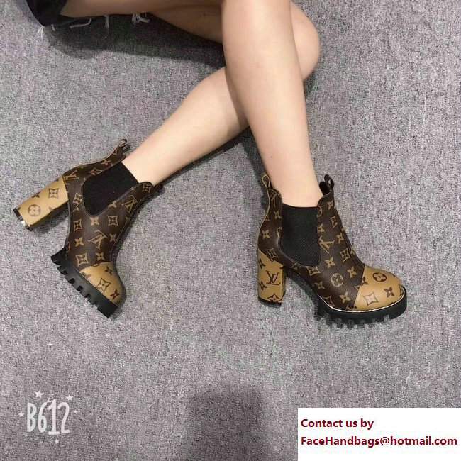 Louis Vuitton Heel 9.5cm Platform 3cm Star Trail Ankle Boots 1A2ZNK Brown/Yellow 2017