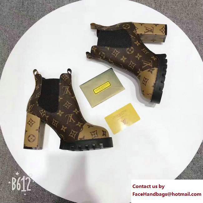 Louis Vuitton Heel 9.5cm Platform 3cm Star Trail Ankle Boots 1A2ZNK Brown/Yellow 2017