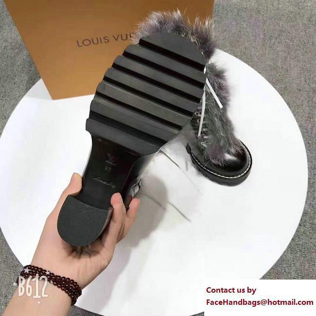 Louis Vuitton Heel 9.5cm Platform 3cm Star Trail Ankle Boots 1A307H Fox Fur 2017
