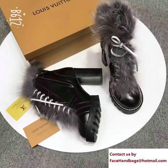 Louis Vuitton Heel 9.5cm Platform 3cm Star Trail Ankle Boots 1A307H Fox Fur 2017 - Click Image to Close