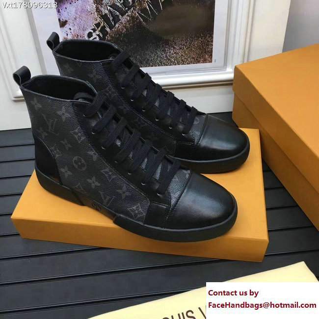 Louis Vuitton Men's Match-Up Sneakers Boots 1A2R69 Monogram Eclips/Encre Canvas - Click Image to Close