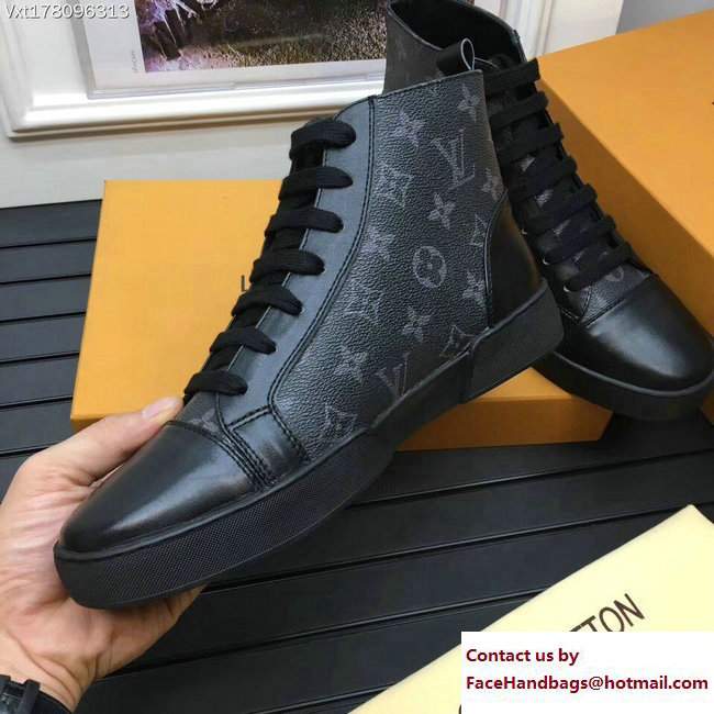 Louis Vuitton Men's Match-Up Sneakers Boots 1A2R69 Monogram Eclips/Encre Canvas - Click Image to Close