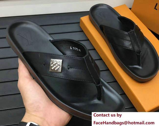 Louis Vuitton Men's Thong Sandals Black - Click Image to Close
