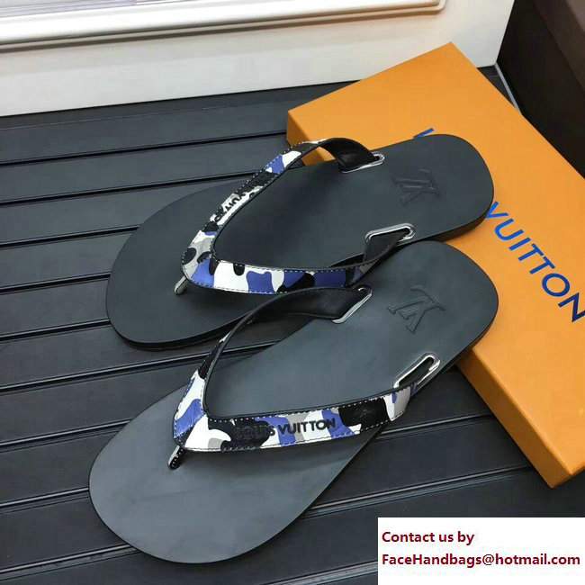 Louis Vuitton Men's Thong Sandals Camo Blue