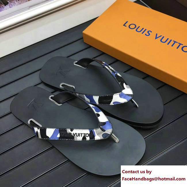 Louis Vuitton Men's Thong Sandals Camo Blue