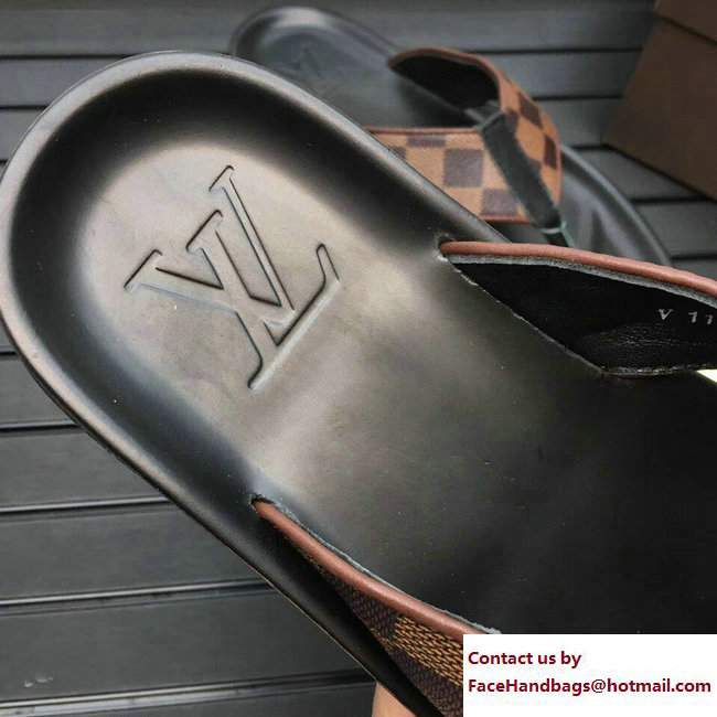 Louis Vuitton Men's Thong Sandals Damier Ebene Canvas