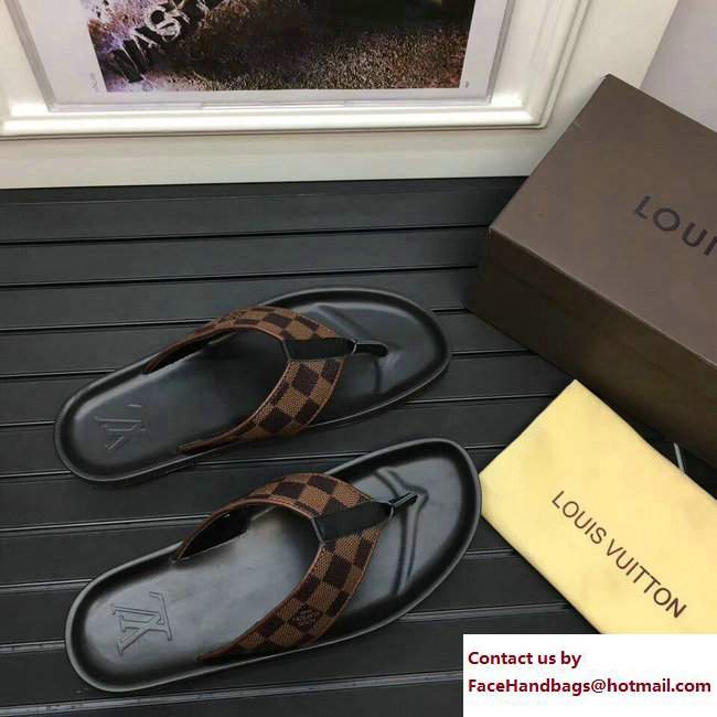 Louis Vuitton Men's Thong Sandals Damier Ebene Canvas