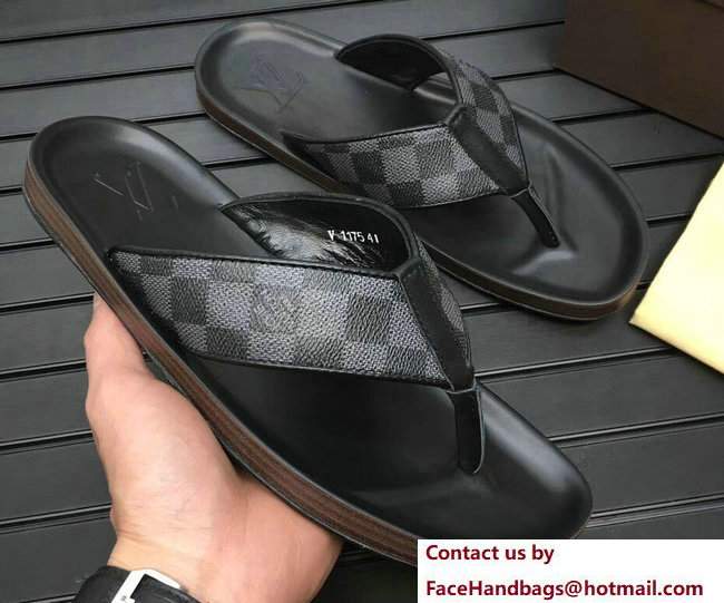 Louis Vuitton Men's Thong Sandals Damier Graphite Canvas - Click Image to Close