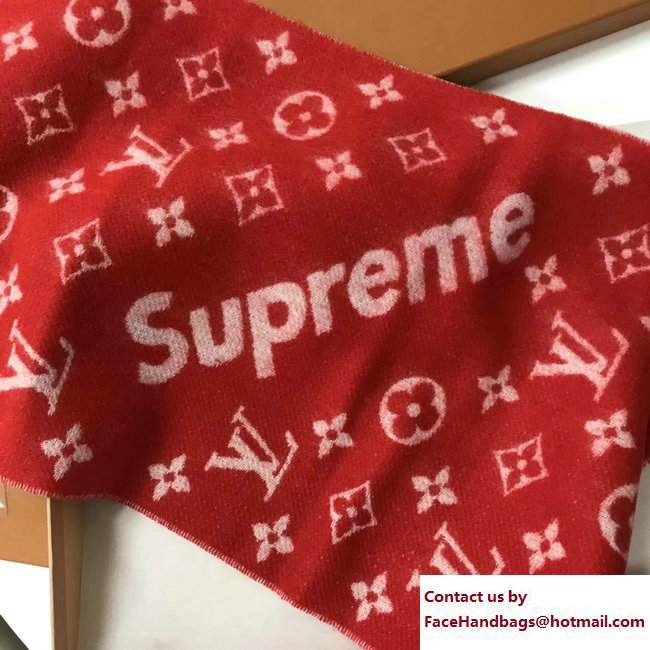 Louis Vuitton Supreme Cashmere Scarf Red 2017 - Click Image to Close
