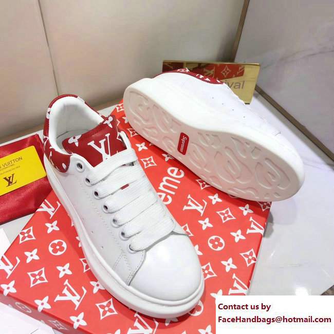 Louis Vuitton x Supreme Lovers Sneakers White/Red 2017 - Click Image to Close