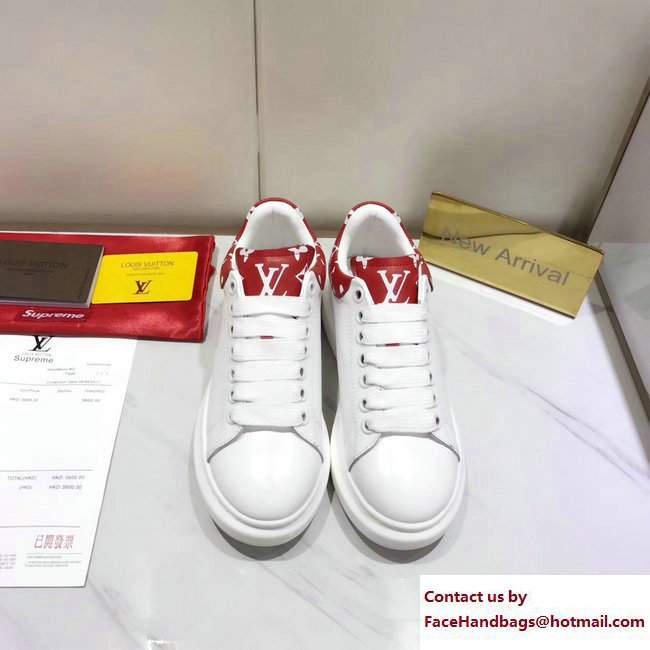 Louis Vuitton x Supreme Lovers Sneakers White/Red 2017 - Click Image to Close