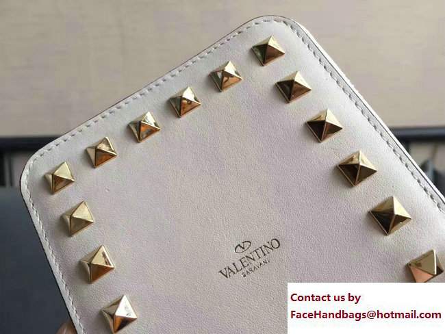 Valentino Calfskin Rockstud Compact Wallet Off White